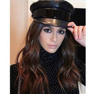 Casquette en cuir PU pour femmes