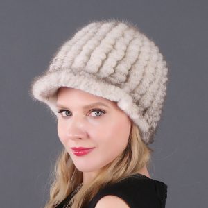 Bonnet casquette en fourrure de vison