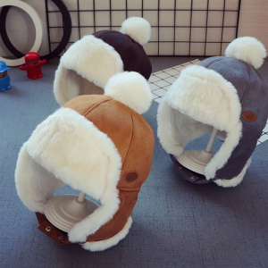 Chapka fourrure et pompon pour enfants de 6 à 24 mois