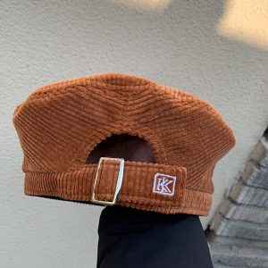 Béret à sangle en velours côtelé
