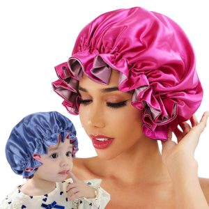 Bonnet de nuit en Satin réversible pour maman et bébé