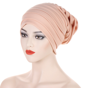 Bonnet foulard plissé couleur unie extensible