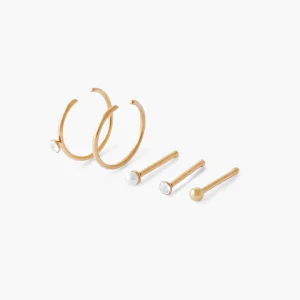 Set de 5 piercings nez studs et anneaux en acier inoxydable