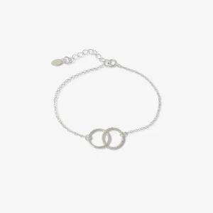 Bracelet chaine fine double anneaux avec zircon - argent garanti 925