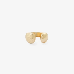 Bague ouverte lisse et sablée dorée