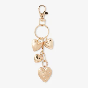 Porte-clés pendentifs cœurs dorés