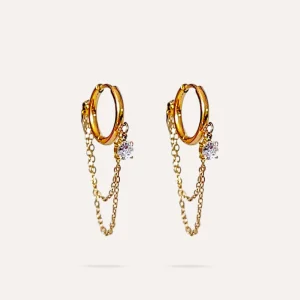 Anabelle | Boucles d'oreilles en acier inoxydable et zircons