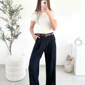 Pantalon avec ceinture marine