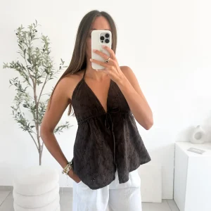 Top Lana marron