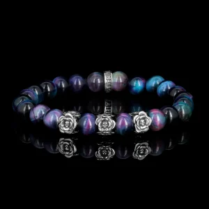 Les Roses de Bonny - Bracelet en oeil de tigre galaxy et argent 925