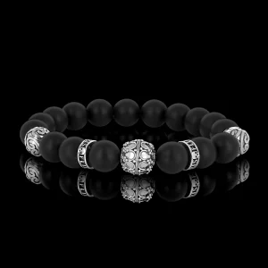 Silver Grenade - bracelet Onyx Mat