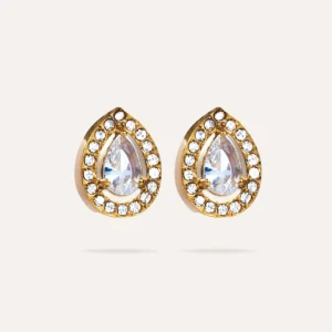 Rose | Boucles d'oreilles gouttes en acier inoxydable et zircons