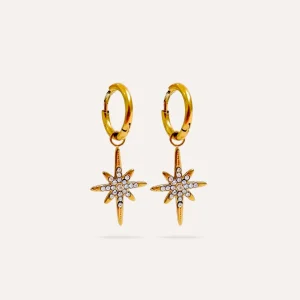 Star | Boucles d'oreilles en acier inoxydable et zircons